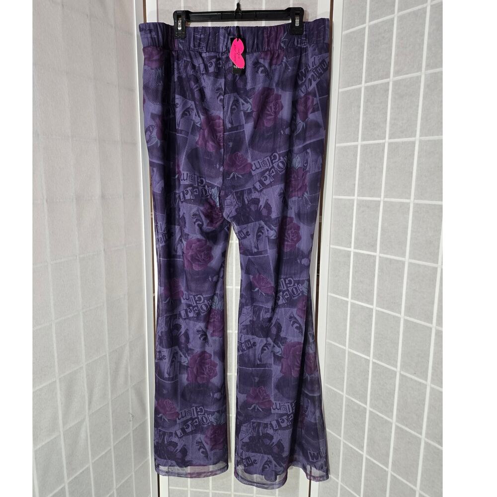 NWT Torrid Betsey Johnson Mesh Flare Pull-On Pants Purple Plus Size: 2X (18/20) - Picture 3 of 4